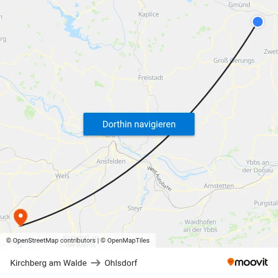 Kirchberg am Walde to Ohlsdorf map