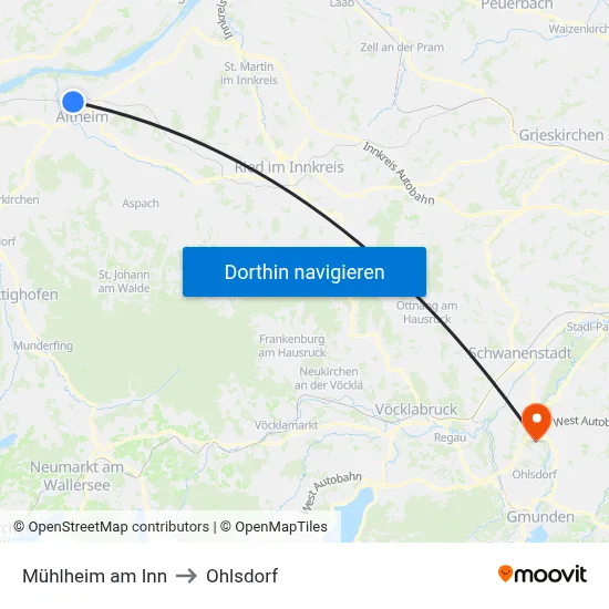 Mühlheim am Inn to Ohlsdorf map