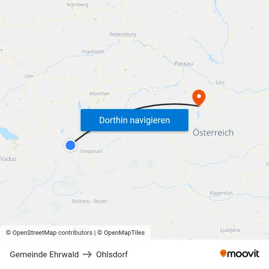 Gemeinde Ehrwald to Ohlsdorf map