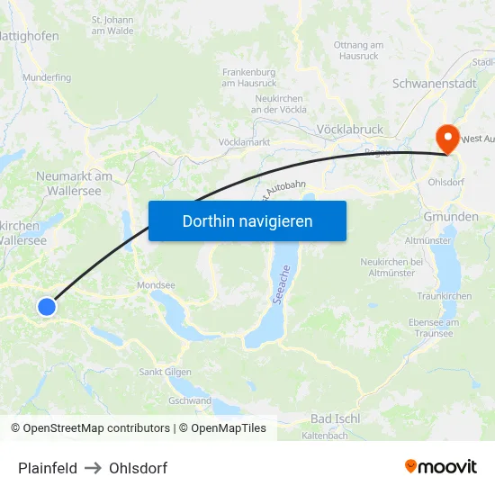 Plainfeld to Ohlsdorf map