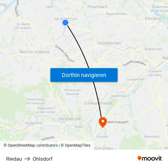 Riedau to Ohlsdorf map