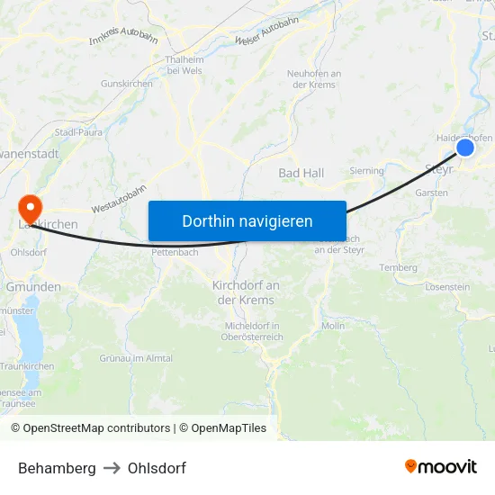 Behamberg to Ohlsdorf map