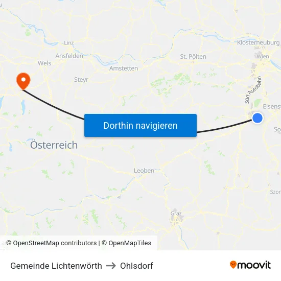 Gemeinde Lichtenwörth to Ohlsdorf map