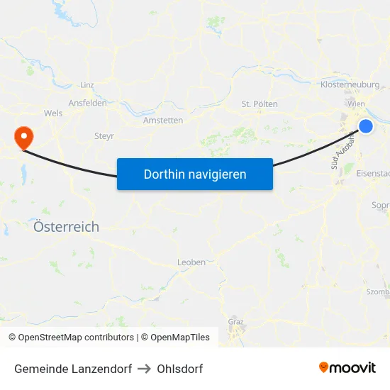Gemeinde Lanzendorf to Ohlsdorf map