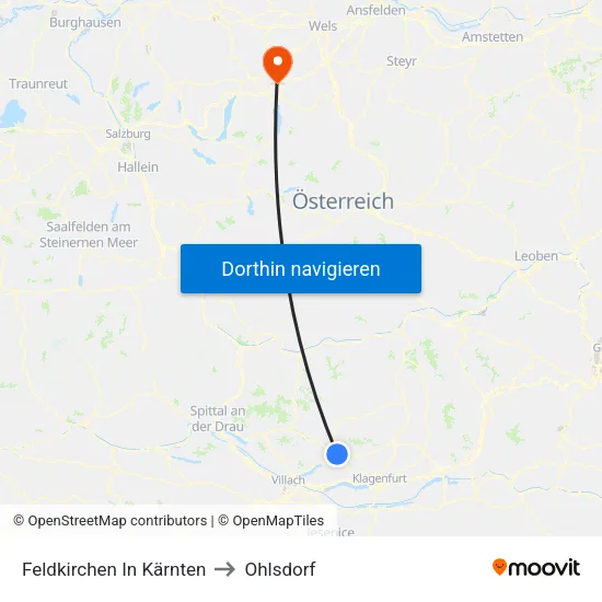 Feldkirchen In Kärnten to Ohlsdorf map