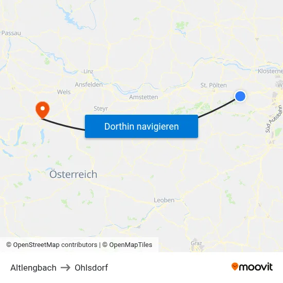 Altlengbach to Ohlsdorf map