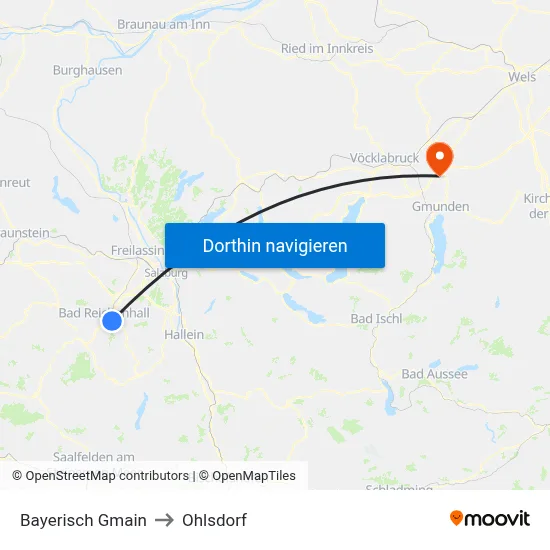 Bayerisch Gmain to Ohlsdorf map