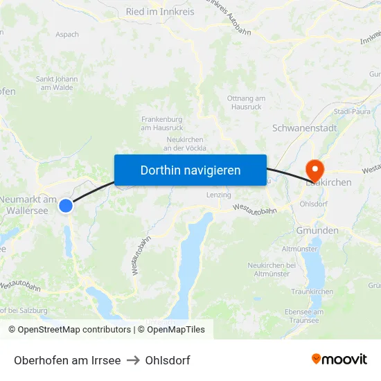 Oberhofen am Irrsee to Ohlsdorf map
