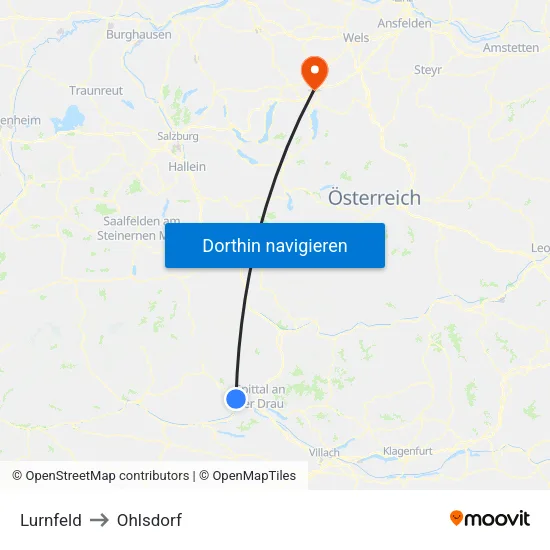 Lurnfeld to Ohlsdorf map