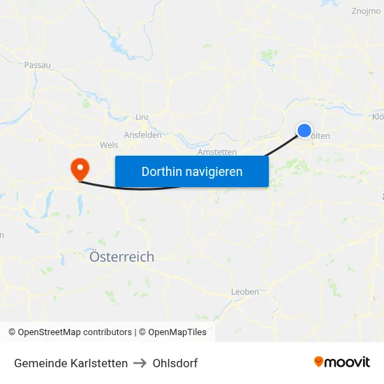 Gemeinde Karlstetten to Ohlsdorf map