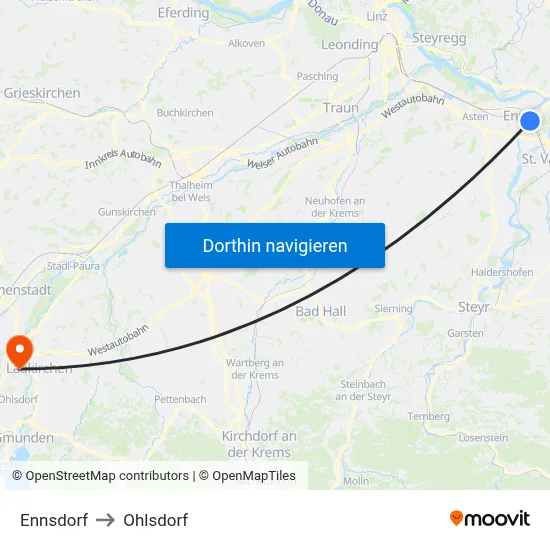 Ennsdorf to Ohlsdorf map