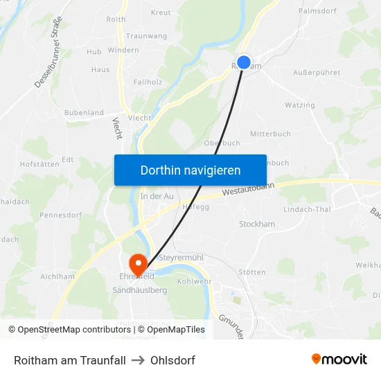 Roitham am Traunfall to Ohlsdorf map
