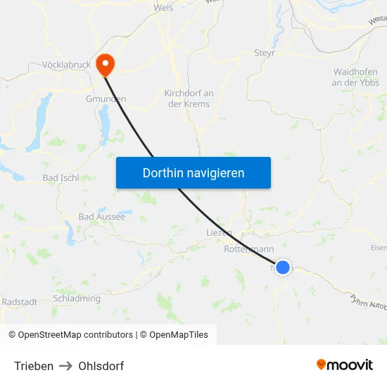 Trieben to Ohlsdorf map