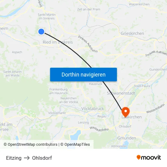 Eitzing to Ohlsdorf map