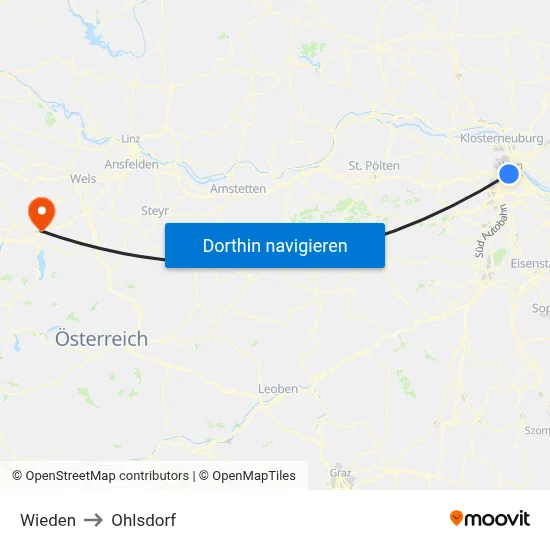 Wieden to Ohlsdorf map