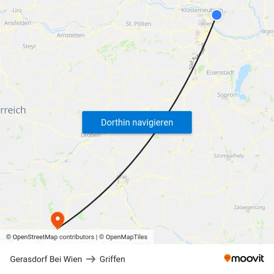 Gerasdorf Bei Wien to Griffen map