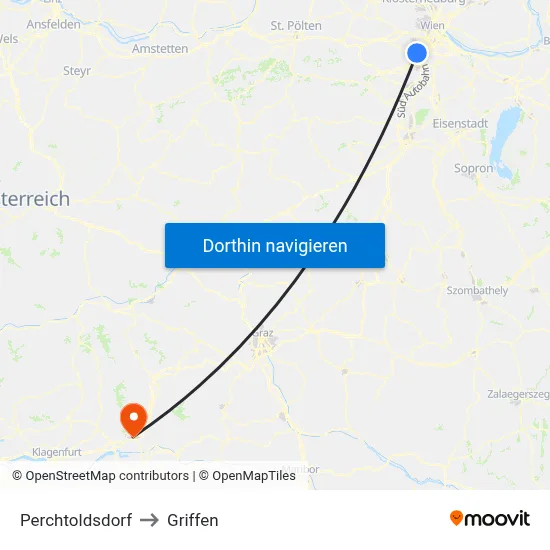 Perchtoldsdorf to Griffen map