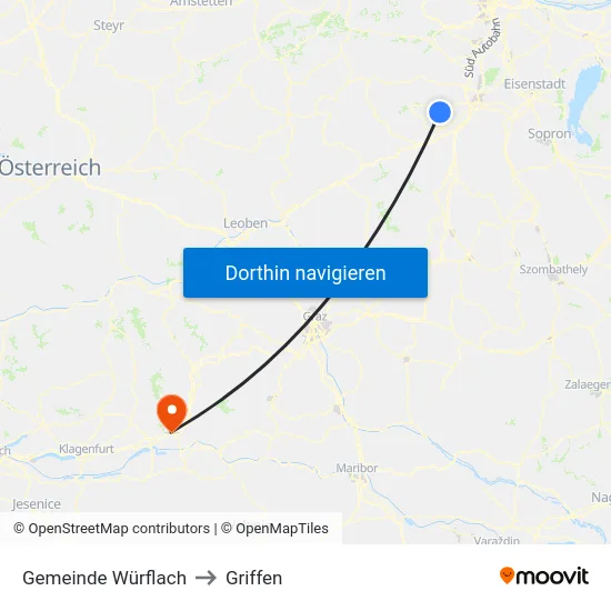 Gemeinde Würflach to Griffen map