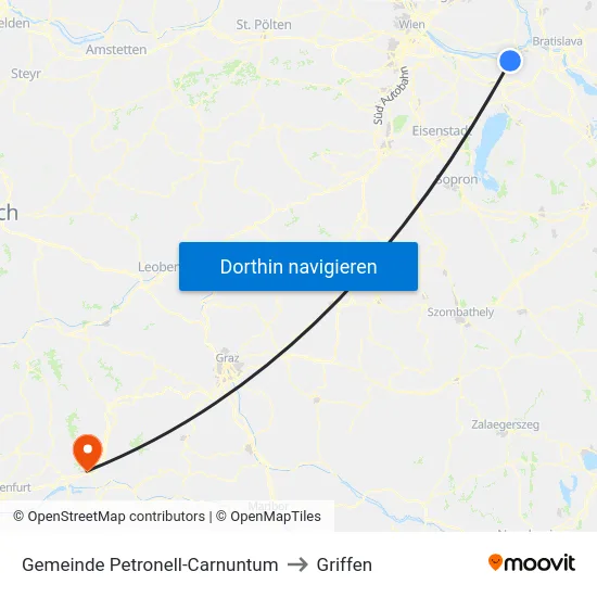 Gemeinde Petronell-Carnuntum to Griffen map