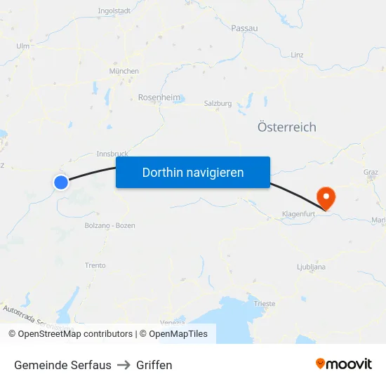 Gemeinde Serfaus to Griffen map