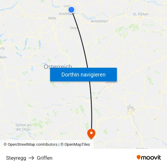 Steyregg to Griffen map