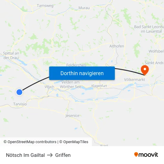 Nötsch Im Gailtal to Griffen map