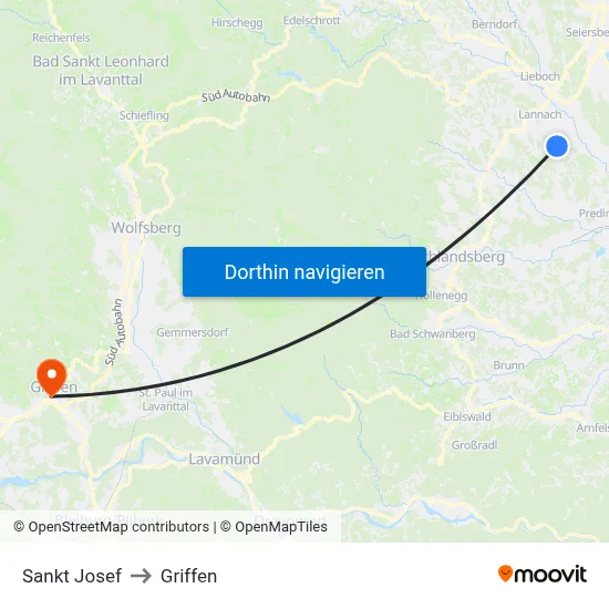 Sankt Josef to Griffen map