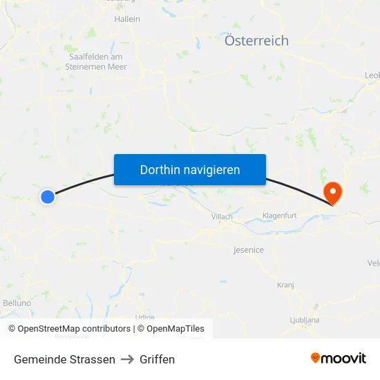 Gemeinde Strassen to Griffen map