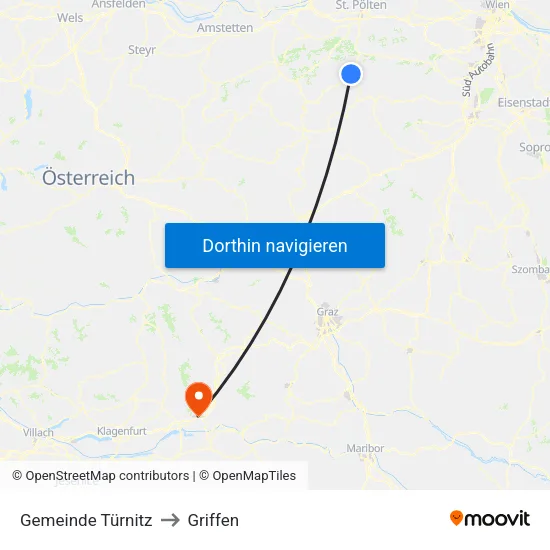 Gemeinde Türnitz to Griffen map