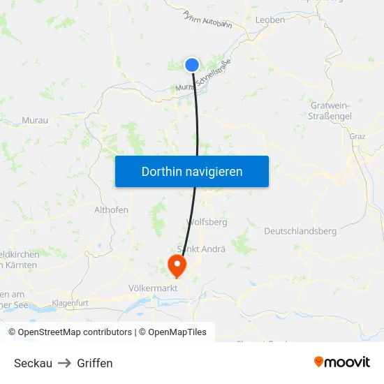 Seckau to Griffen map