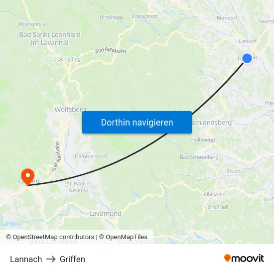 Lannach to Griffen map