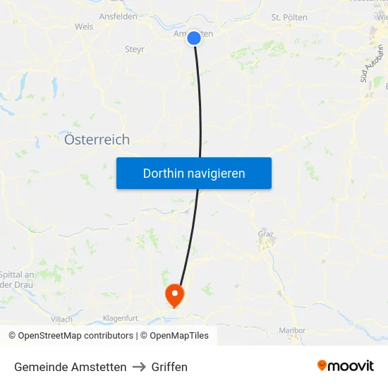 Gemeinde Amstetten to Griffen map
