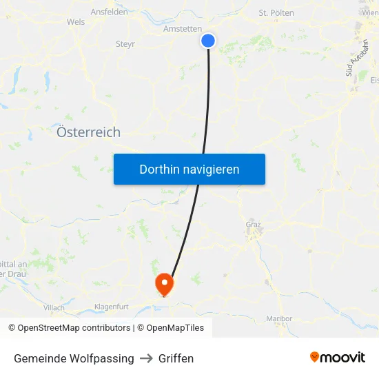 Gemeinde Wolfpassing to Griffen map