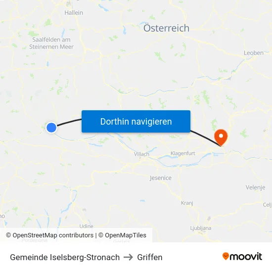 Gemeinde Iselsberg-Stronach to Griffen map