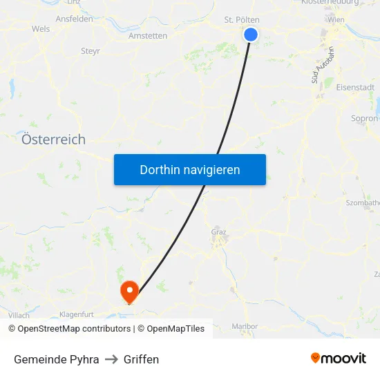 Gemeinde Pyhra to Griffen map