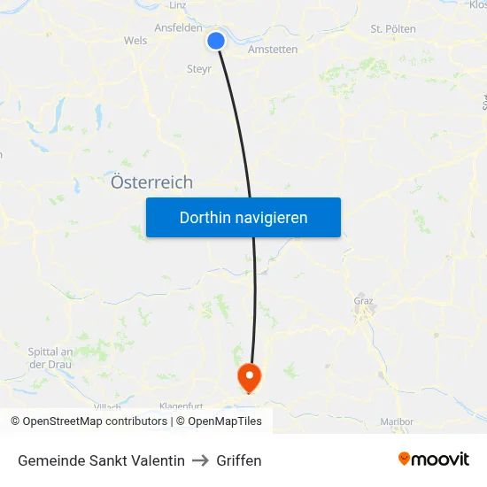 Gemeinde Sankt Valentin to Griffen map