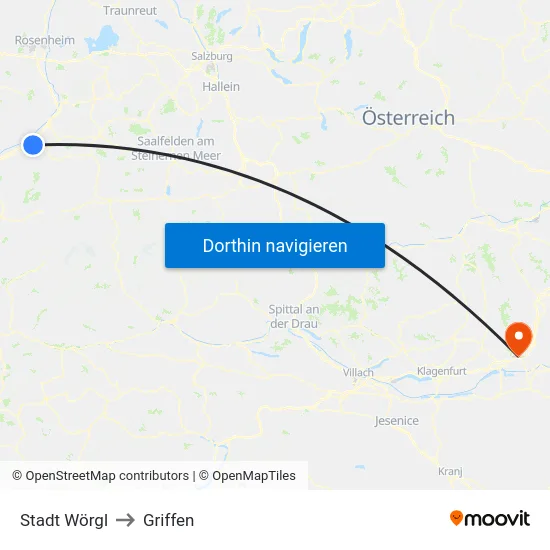 Stadt Wörgl to Griffen map