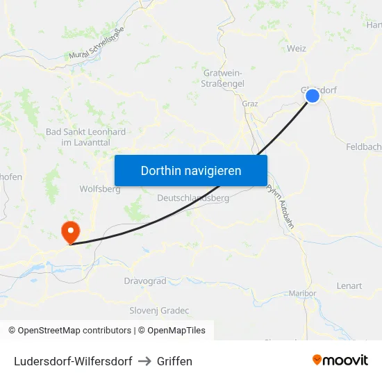 Ludersdorf-Wilfersdorf to Griffen map