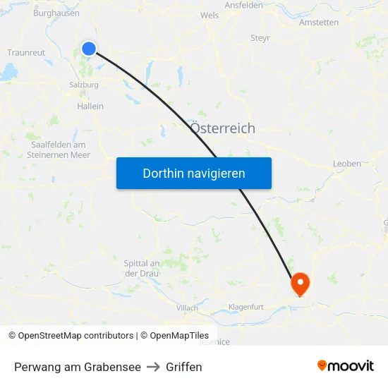 Perwang am Grabensee to Griffen map