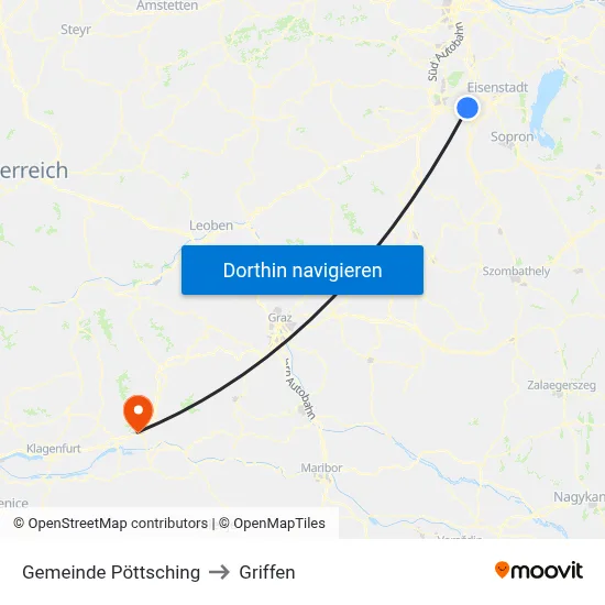 Gemeinde Pöttsching to Griffen map