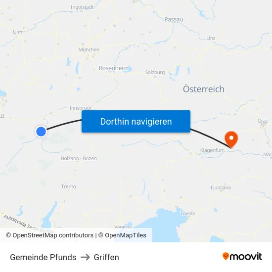 Gemeinde Pfunds to Griffen map