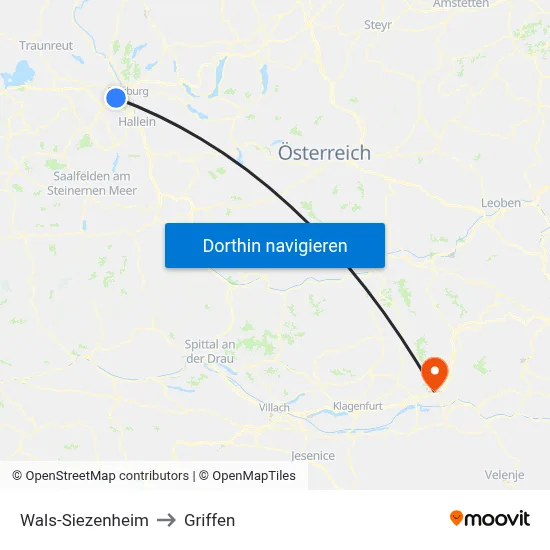 Wals-Siezenheim to Griffen map