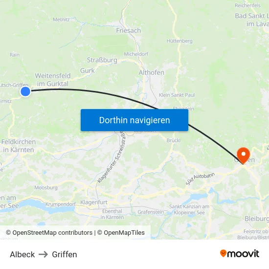 Albeck to Griffen map