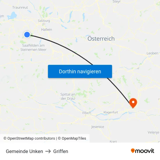 Gemeinde Unken to Griffen map