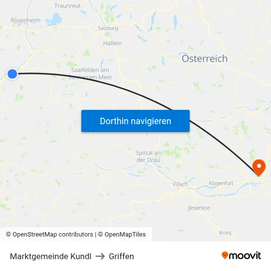 Marktgemeinde Kundl to Griffen map