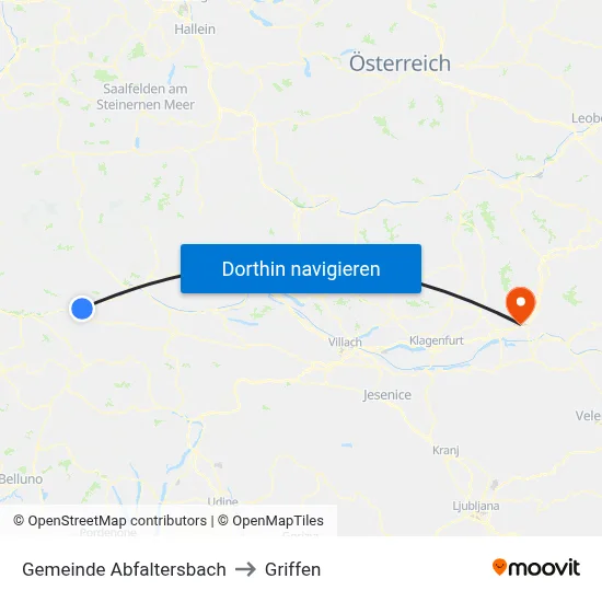 Gemeinde Abfaltersbach to Griffen map