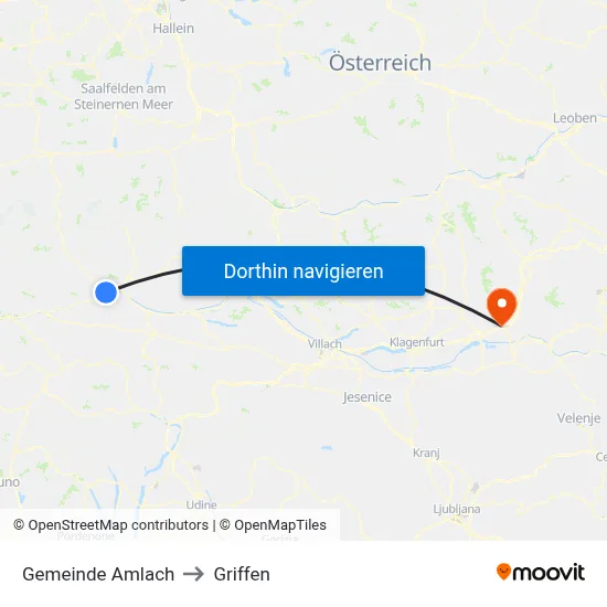 Gemeinde Amlach to Griffen map