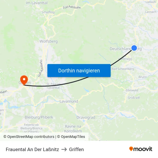Frauental An Der Laßnitz to Griffen map