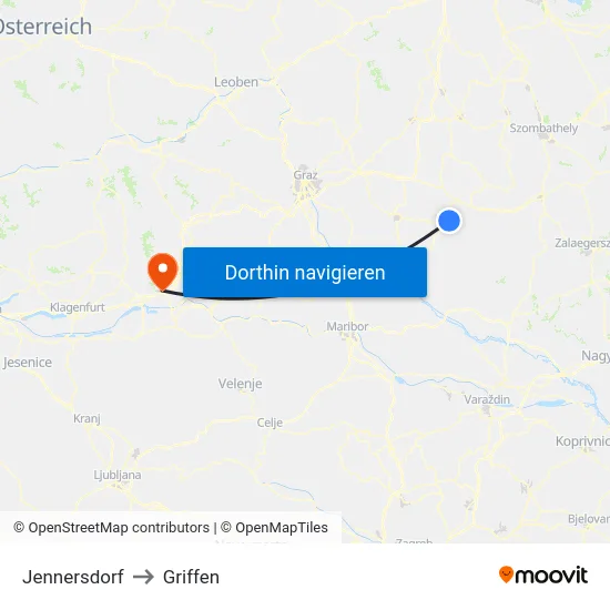 Jennersdorf to Griffen map