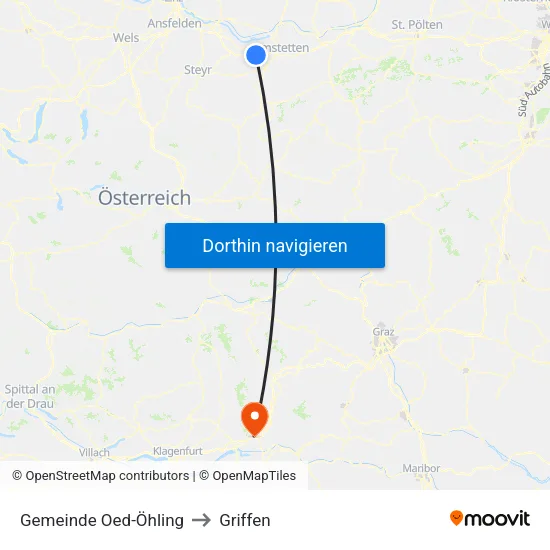 Gemeinde Oed-Öhling to Griffen map